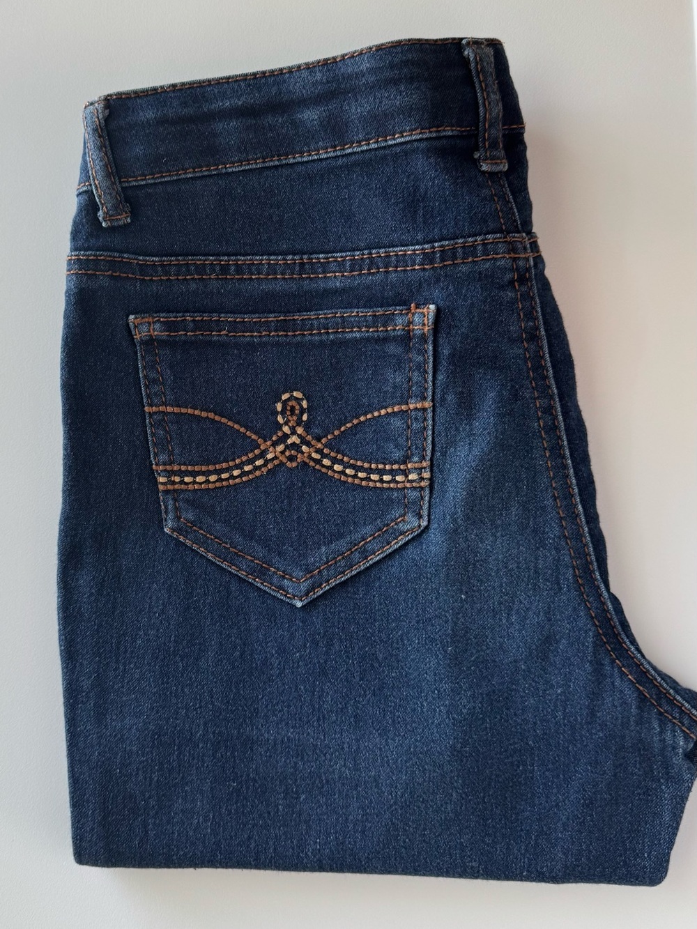 Mudd Dark Indigo High-Rise Girl’s Jeans with Brown Stitching